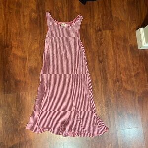 size M Faded Glory red and white striped tank top dress